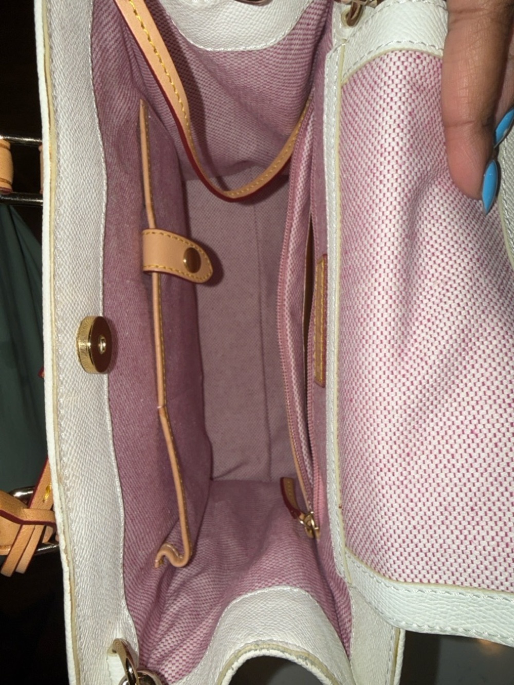 Dooney & Bourke White Satchel with Tan Leather Trim - Picture 4 of 13